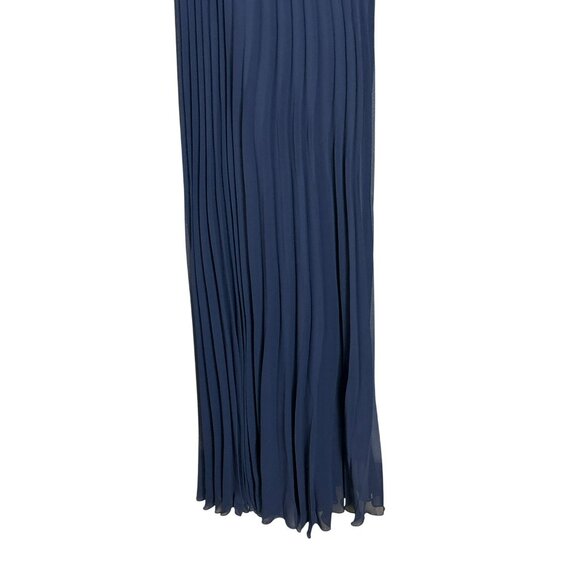 Vintage Y2K Cache Navy Sequin Bodice Pleated Maxi Dress Spaghetti Straps Size 2 - Picture 3 of 9